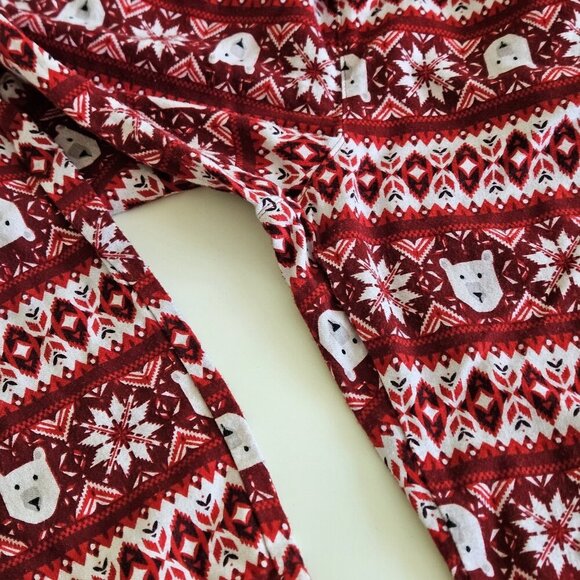 Old Navy Holiday Pajama Set Women L Polar Bear Snowflake Print Red White - Picture 13 of 16